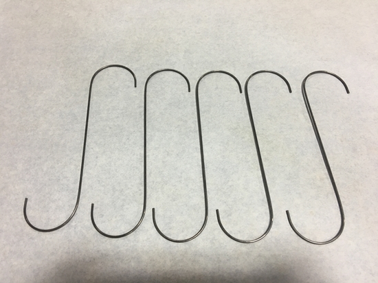 8" .120 Wire "S" Hooks,, coating, Hanging, Painting, powder Supplies, Powder Coating